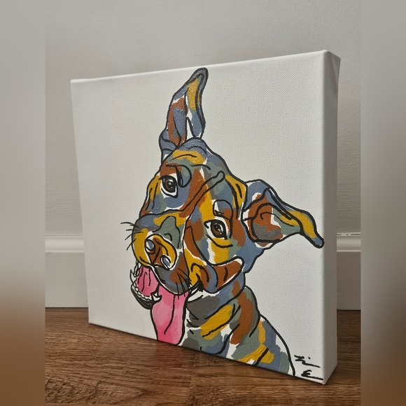 Hand Painted Dog Canvas - Picture 2 of 4